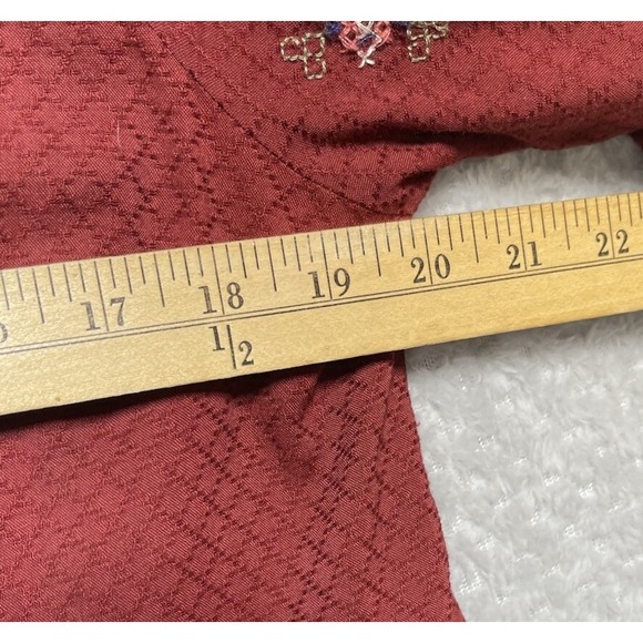 Knox Rose Maroon Boho Prairie Embroidered Long Sleeve Knee Length Dress L - Picture 8 of 13